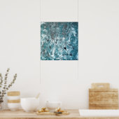 'シャッフル'ティール(緑がかった色)とグレー抽象芸術アート ポスター (キッチン)