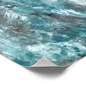 'シャッフル'ティール(緑がかった色)とグレー抽象芸術アート ポスター (角)