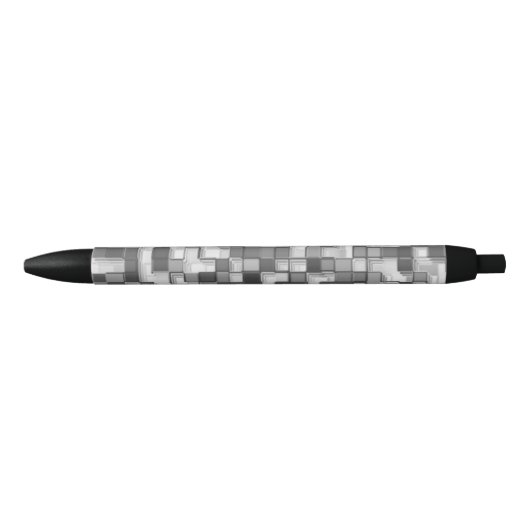 シャッフル小さな正方形、灰色のトーンに行澄んく 黒ボールペン (正面)