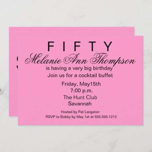 シャッ50th誕生日招待状 招待状 (正面/裏面)