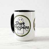 シャツが黒おもしろい、白、黄色のマグカップに現れる マグカップ (正面左)