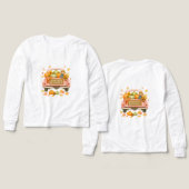 シャツと秋のティーをブレンドするTシャツトリ子供へ (デザイン 正面＆背面)
