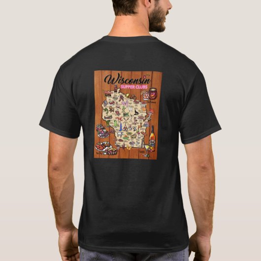 シャツの背デザイン – ウィスコンシン晩餐会の地図 Tシャツ (裏面)