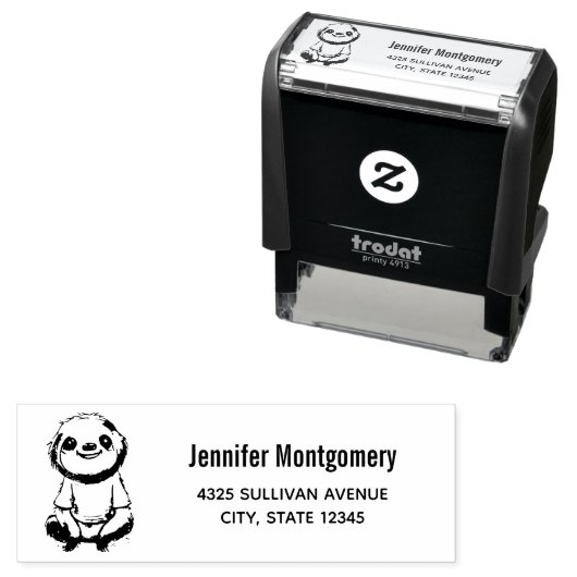 シャツアドレスを着たかわいい笑顔のナマケモノ セルフインキングスタンプ (インサイチュ)