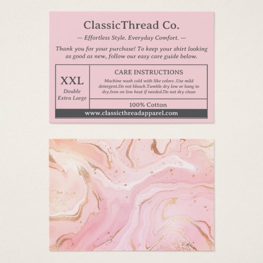 シャツアパレル気に命令パッケージ挿入カード (正面&裏面)