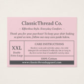 シャツアパレル気に命令パッケージ挿入カード (正面)