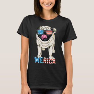 シャツギフト男性女性キッズMerica Pug Usa国旗Tee Tシャツ