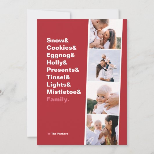 シャツクリスマスカードとリストフォトホリデーカード シーズンカード (正面)