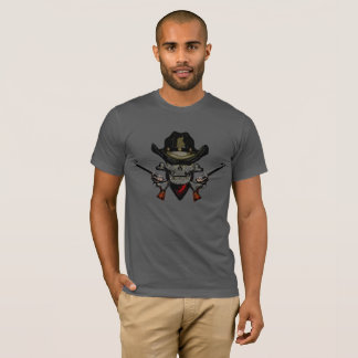 シャツ用ツーガンスカルカウボーイアートプリント Tシャツ