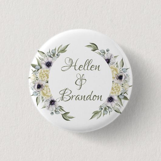 シャディーシックな花のリース枠 缶バッジ (正面)