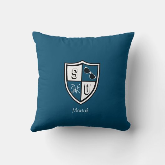 シャディ大学アルムグラードパーソナライズされた海ブルー クッション (裏面)