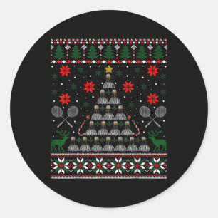 シャトルグラフィックバドミントプレイヤーギフト醜いクリスマス ラウンドシール