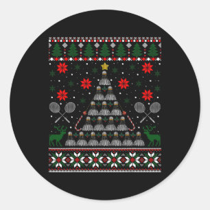 シャトルグラフィックバドミントプレイヤーギフト醜いクリスマス ラウンドシール