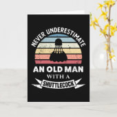 シャトルコックの老人 バドミントン ギフト 父の日 カード (黄色い花)