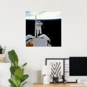 シャトルディスカバリー上空に浮かぶ宇宙飛行士 ポスター (ホームオフィス)