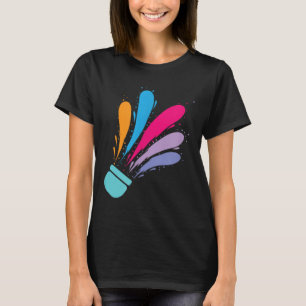 シャトルバカラフルドミントンスポーツ Tシャツ
