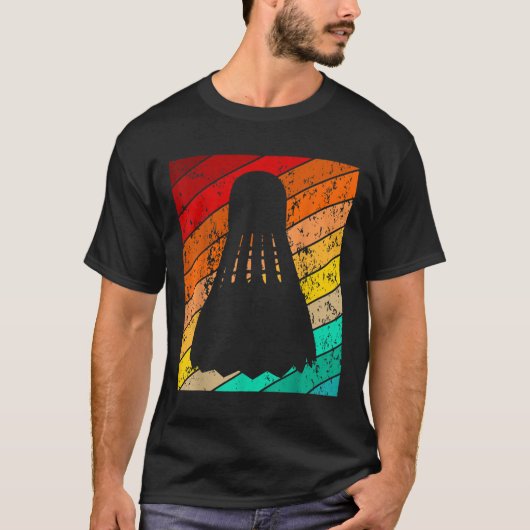 シャトルバドミントンボールプレーヤー、ヴィンテージレトロ Tシャツ (正面)