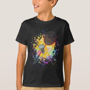 シャトルラケットカラフルバドミントンプレーヤー Tシャツ