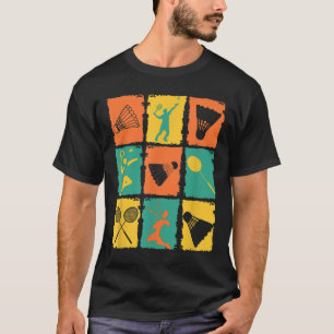 シャトルレトロヴィンテージバドミントンプレーヤーバドミントン Tシャツ