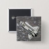 シャトル宇宙発見の空中表示 缶バッジ (正面&裏面)