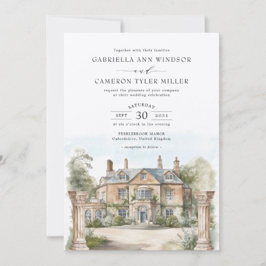 シャトーエレガントイングリッシュマナーデスティネーションウェディング 招待状 (正面)
