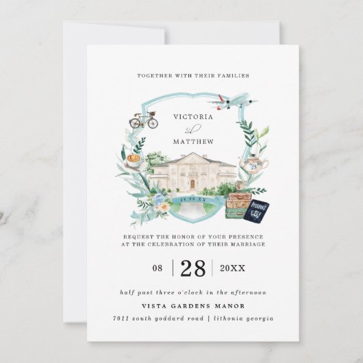 シャトーエレガントマナー |トラベ結婚ルの紋章 招待状 (正面)