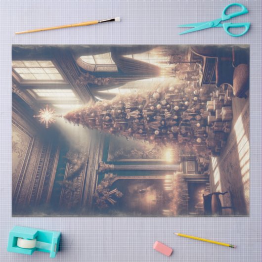 シャトークリスマスツリーエレガントヴィンテージ切り離し 薄葉紙 (クラフト)