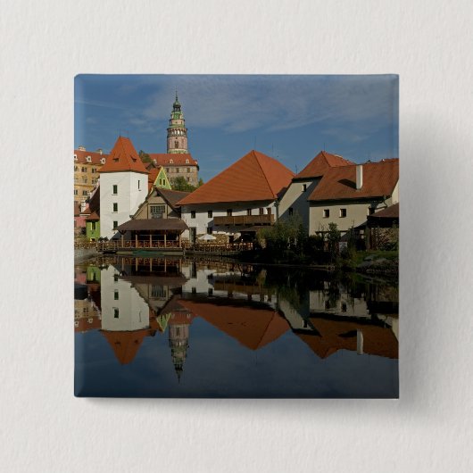 シャトータワー，ヴルタヴァ川，チェスキー·クルムロフ， 缶バッジ (正面)