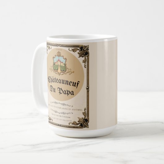 シャトーヌードゥパマグ – おもしろいパパパロディギフト コーヒーマグカップ (正面左)