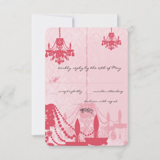 シャトーバラピンクシャンデリア結婚式招待状 招待状 (正面)