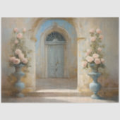 シャトーフランスのコートヤードブルーピンクフローラバラ 薄葉紙 (正面)