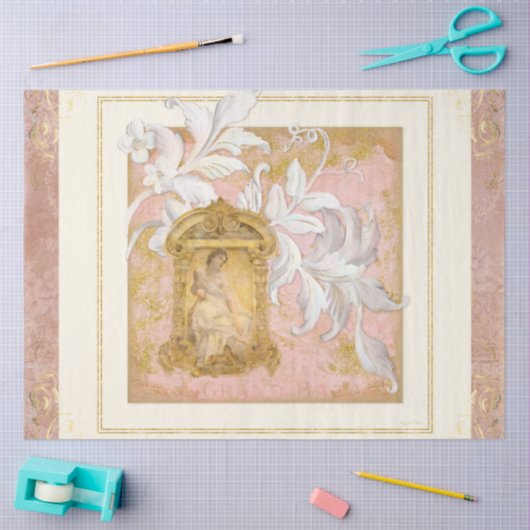 シャトーフランスのヴィンテージエレガントデカップアート 薄葉紙 (クラフト)