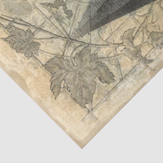 シャトーフランスのヴィンテージスクリプトEphemera Decompage 薄葉紙 (詳細)