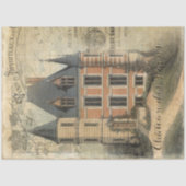 シャトーフランスのヴィンテージスクリプトEphemera Decompage 薄葉紙 (正面)