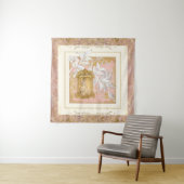 シャトーフランスのヴィンテージパリエレガントピンク金ゴールド タペストリー (インサイチュ)