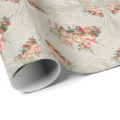 シャトーフランスのヴィンテージローズブーケタイルデコップページ ラッピングペーパー (ロールコーナー)