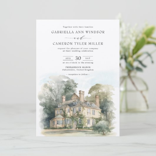 シャトー威厳のあるイングリッシュマナーデスティネーションウェディング 招待状 (スタンド正面)