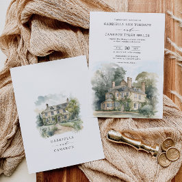 シャトー威厳のあるイングリッシュマナーデスティネーションウェディング 招待状