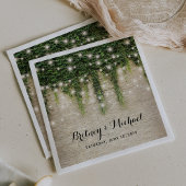 シャトー素朴ストーンチャーチストリングライツ結婚ズ スタンダードカクテルナプキン