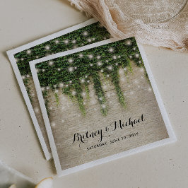 シャトー素朴ストーンチャーチストリングライツ結婚ズ スタンダードカクテルナプキン