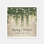 シャトー素朴ストーンチャーチストリングライツ結婚ズ スタンダードカクテルナプキン (正面)