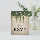 シャトー素朴ストーンチャーチライトウェディングRSVP インビテーションポストカード (スタンド正面)