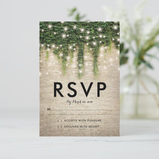 シャトー素朴ストーンチャーチライトウェディングRSVP 出欠カード (スタンド正面)