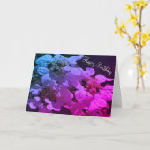 シャドウアンドライトアジサイ花誕生日 カード (黄色い花)