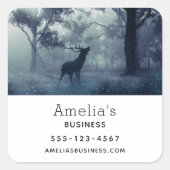 シャドウィーの森に〔雄ジカの〕枝角のある鹿 – ビジネス スクエアシール (正面)