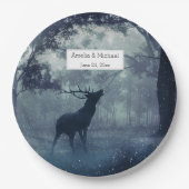 シャドウィーの森に〔雄ジカの〕枝角を持つ鹿結婚- ペーパープレート (正面)