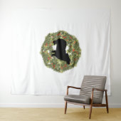 シャドウシルエットフワフワのテールドッグリース タペストリー (インサイチュ(横))