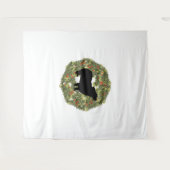 シャドウシルエットフワフワのテールドッグリース タペストリー (正面(横))