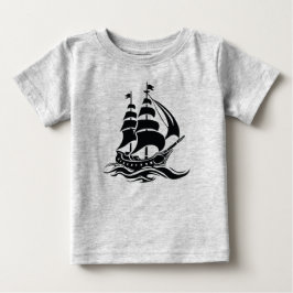 シャドウセーリングシップ - ビンテージオーシャンイラスト ベビーTシャツ