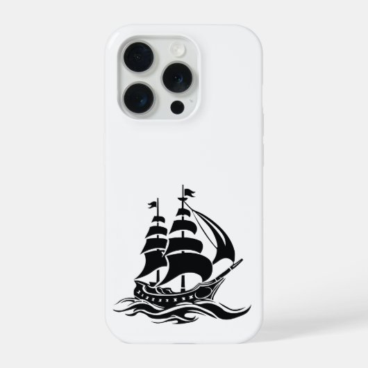 シャドウセーリングシップ - ビンテージオーシャンイラスト iPhoneケース (裏面)